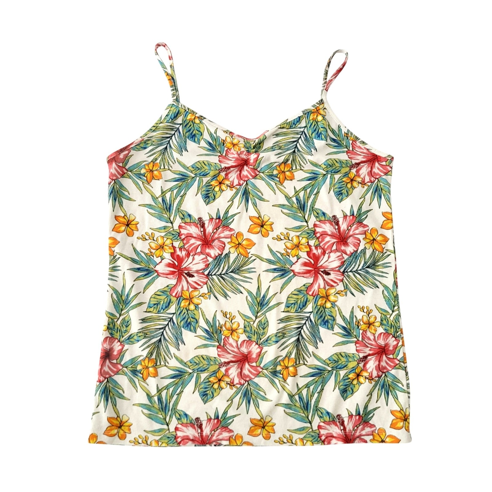 No Boundaries Floral Ribbed Cami Tank Top Womens Xxl 19 Summer Tropical Vacation